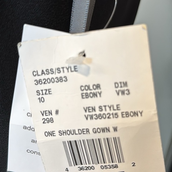 White by Vera Wang Formal Black One-Shoulder Dress with Sash in Ebony Si… - Picture 9 of 14